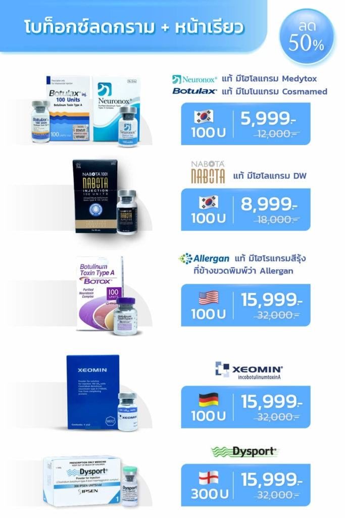 Promotion_Botox_ลดกรามหน้าเรียว ยี่ห้อต่างๆ